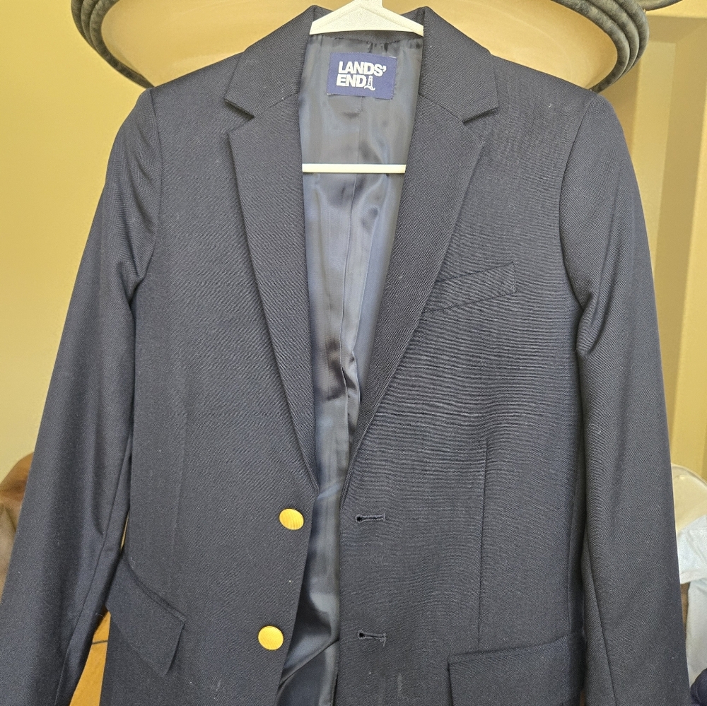 Lands' End Boys Navy Blazer with Gold Buttons